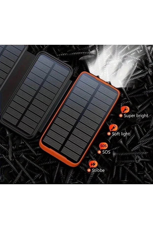 Güneş Enerjili 20000 Mah Powerbank solar 4 Panel Su Geçirmez Hızlı PD 20W Hızlı Şarj